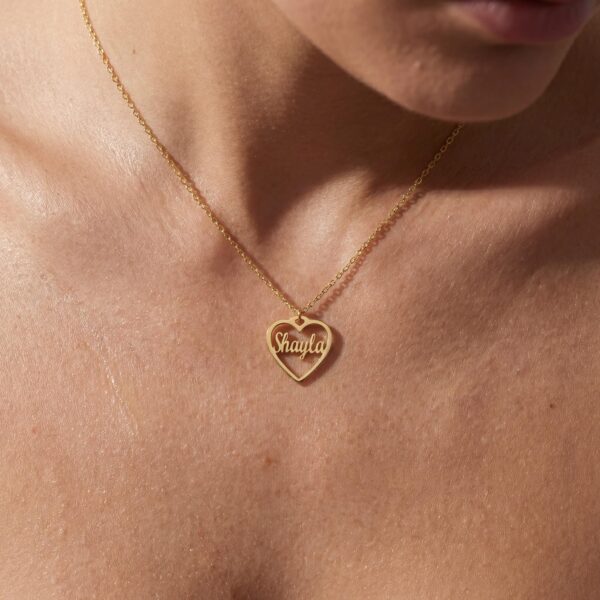 14K Gold Plated  Personalized Heart Name Christmas Necklace 925 Sterling Plated– Gift For Her