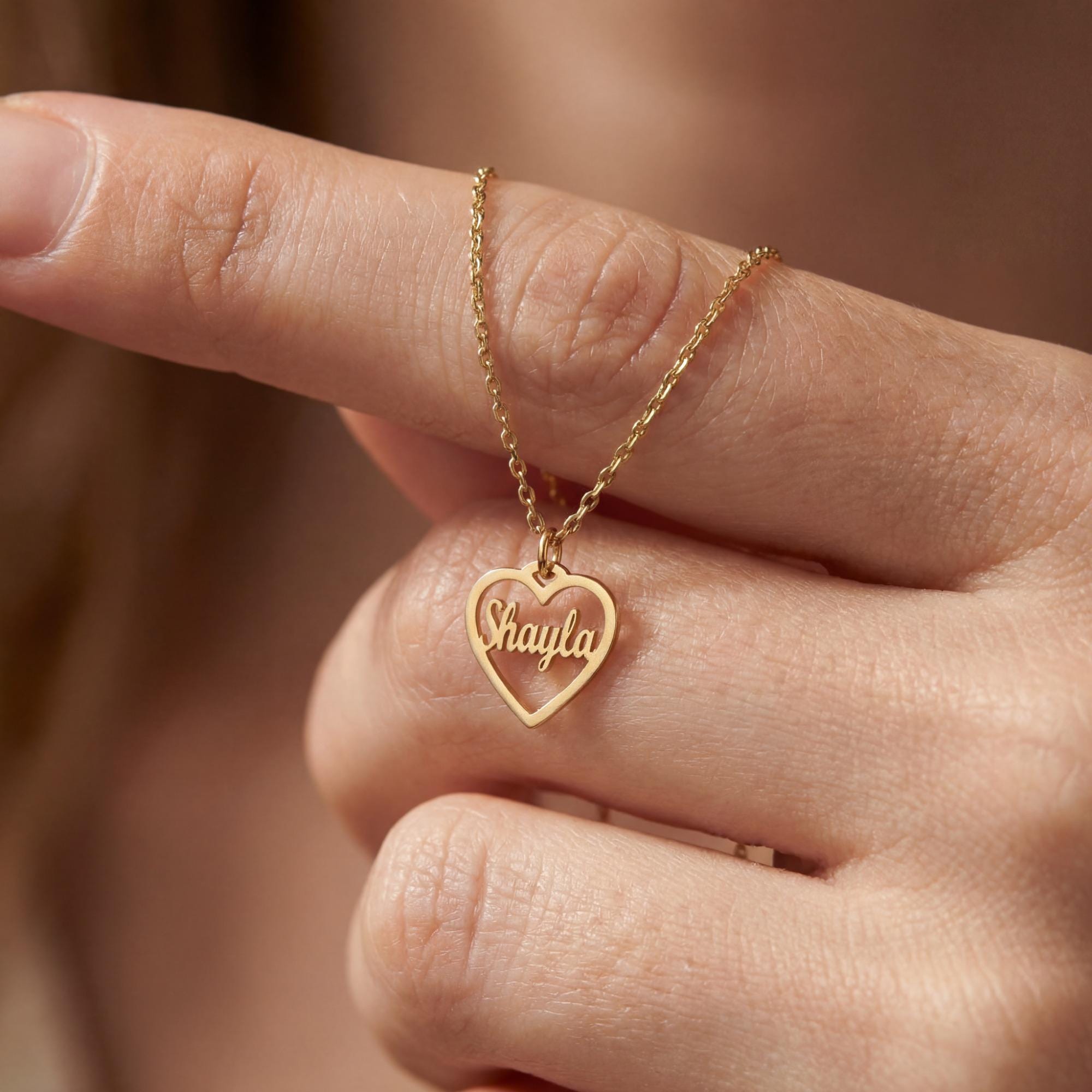 14K Gold Plated Personalized Heart Name Christmas Necklace 925 Sterling Plated– Gift for Her - Image 3